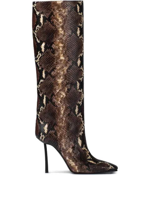 Le Silla 110mm Vittoria snake-print leather stiletto boots