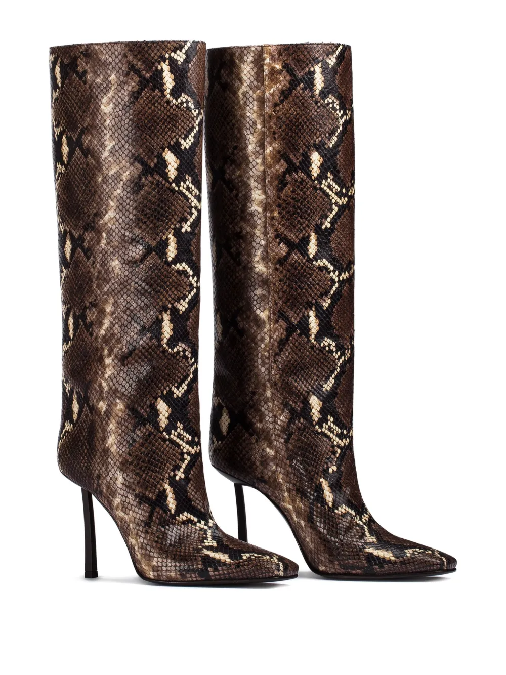 Le Silla 110mm snake print-leather stiletto boots Brown