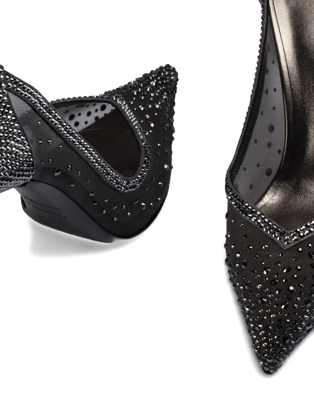 Le Silla 100 mm Nicole mesh pumps verfraaid met kristallen Grijs
