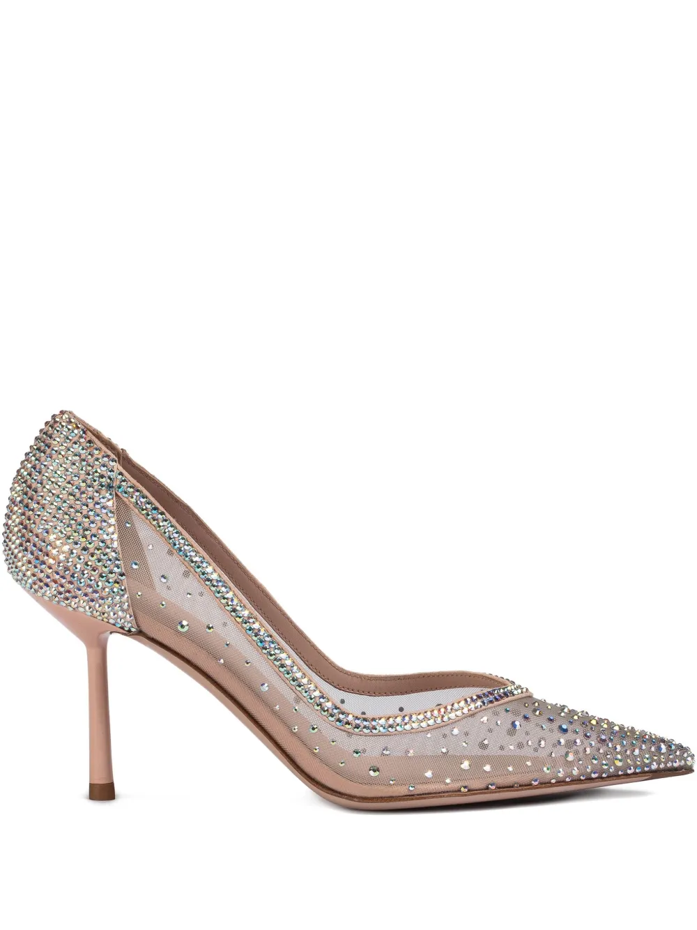 Le Silla 90mm Nicole crystal-embellished mesh pumps Grey