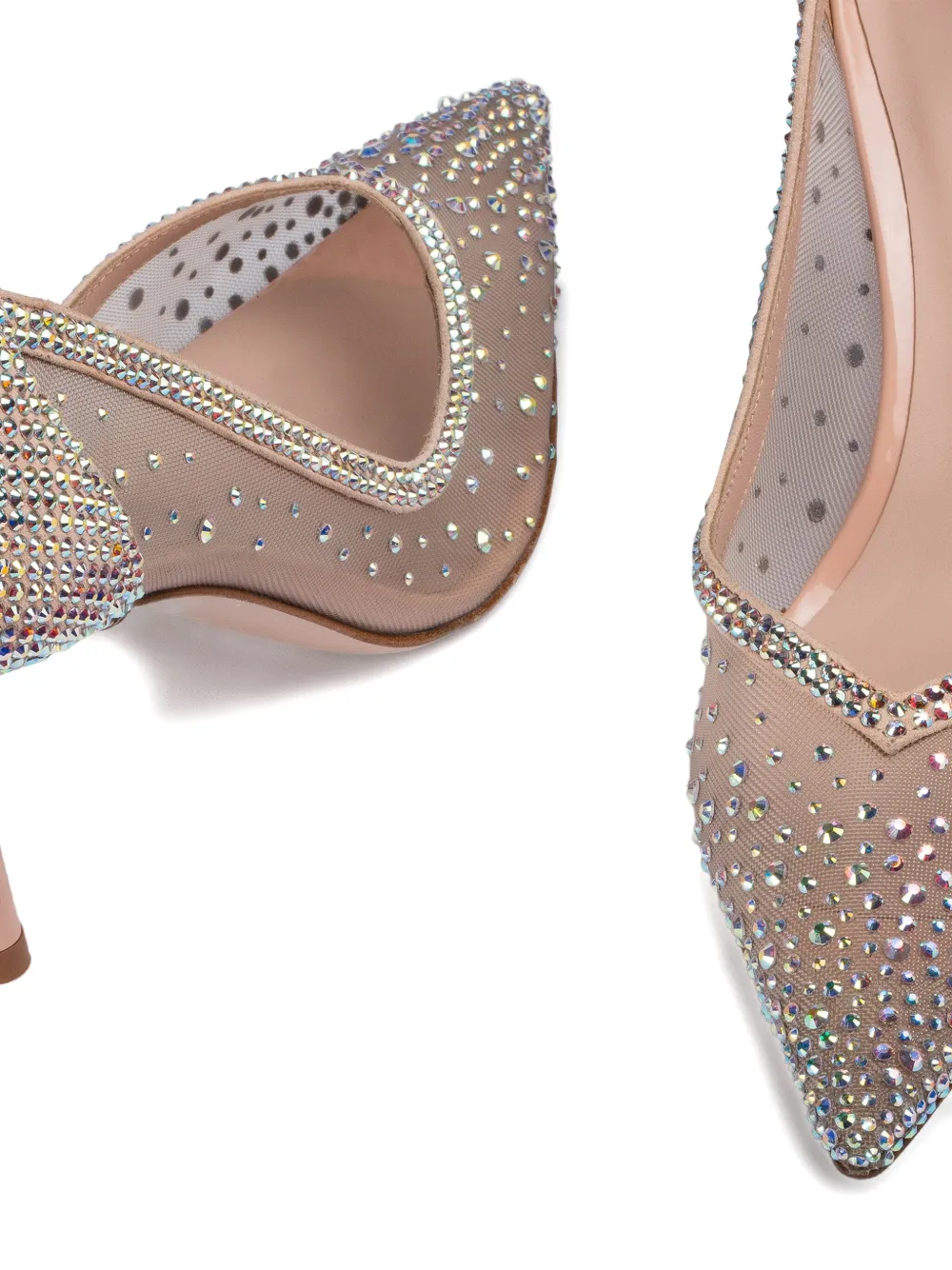 Le Silla 90mm Nicole crystal-embellished mesh pumps Grey