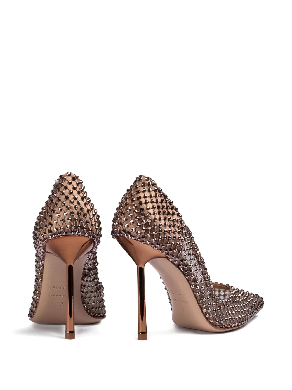 Le Silla 100mm Gilda crystal-embellished pointed-toe pumps Brown