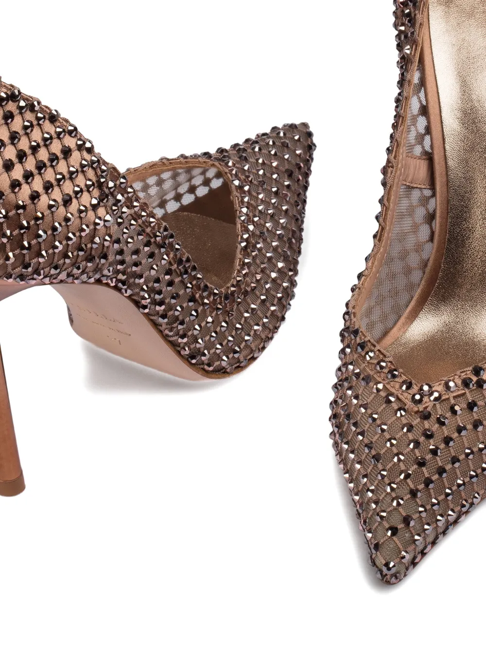 Le Silla 100mm Gilda crystal-embellished pointed-toe pumps Brown