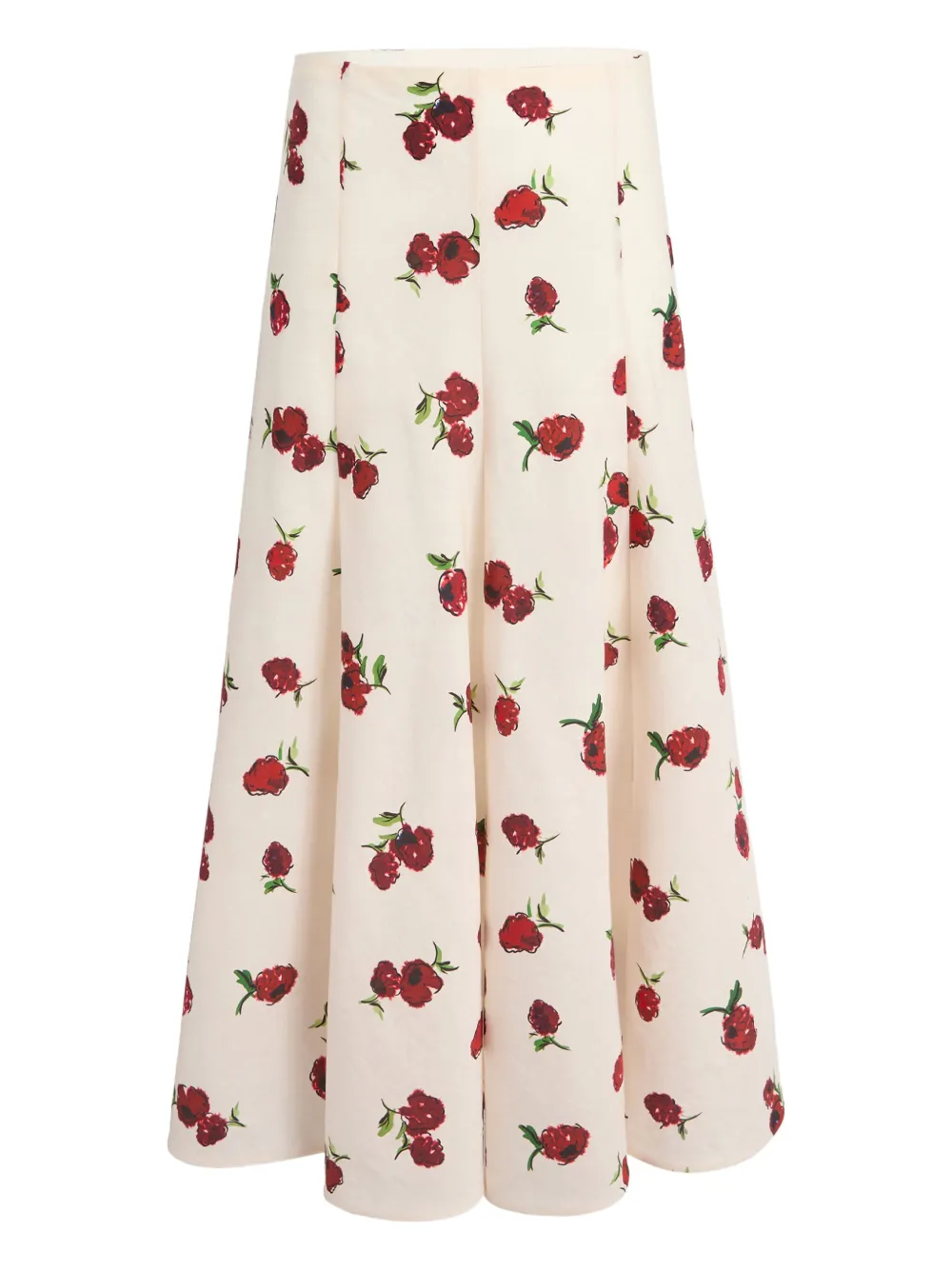 Khaite Lenno Floral-print Pleated Midi Skirt In Neutral