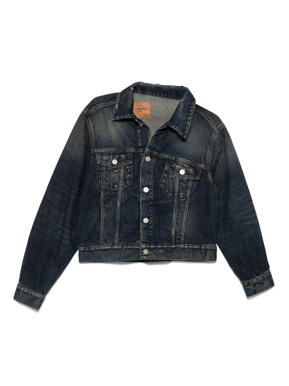 Balenciaga Off-shoulder denim jack Blauw