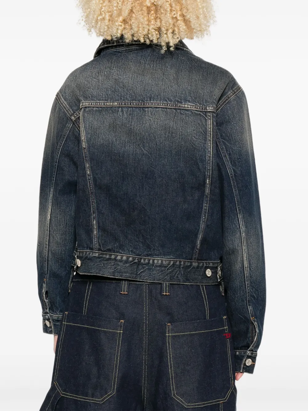Balenciaga Off-shoulder denim jack Blauw