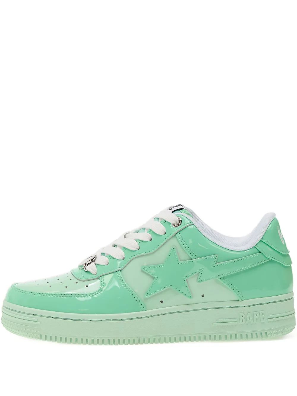 A Bathing Ape Patent Leather Sneakers In Green