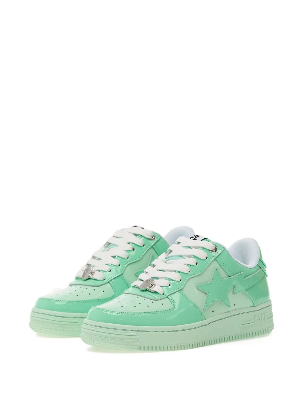 A Bathing Ape Patent Leather Sneakers In Green