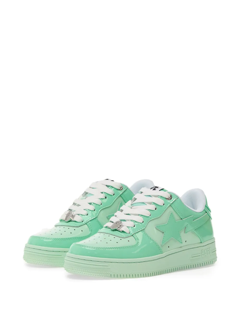 A BATHING APE patent leather sneakers Green