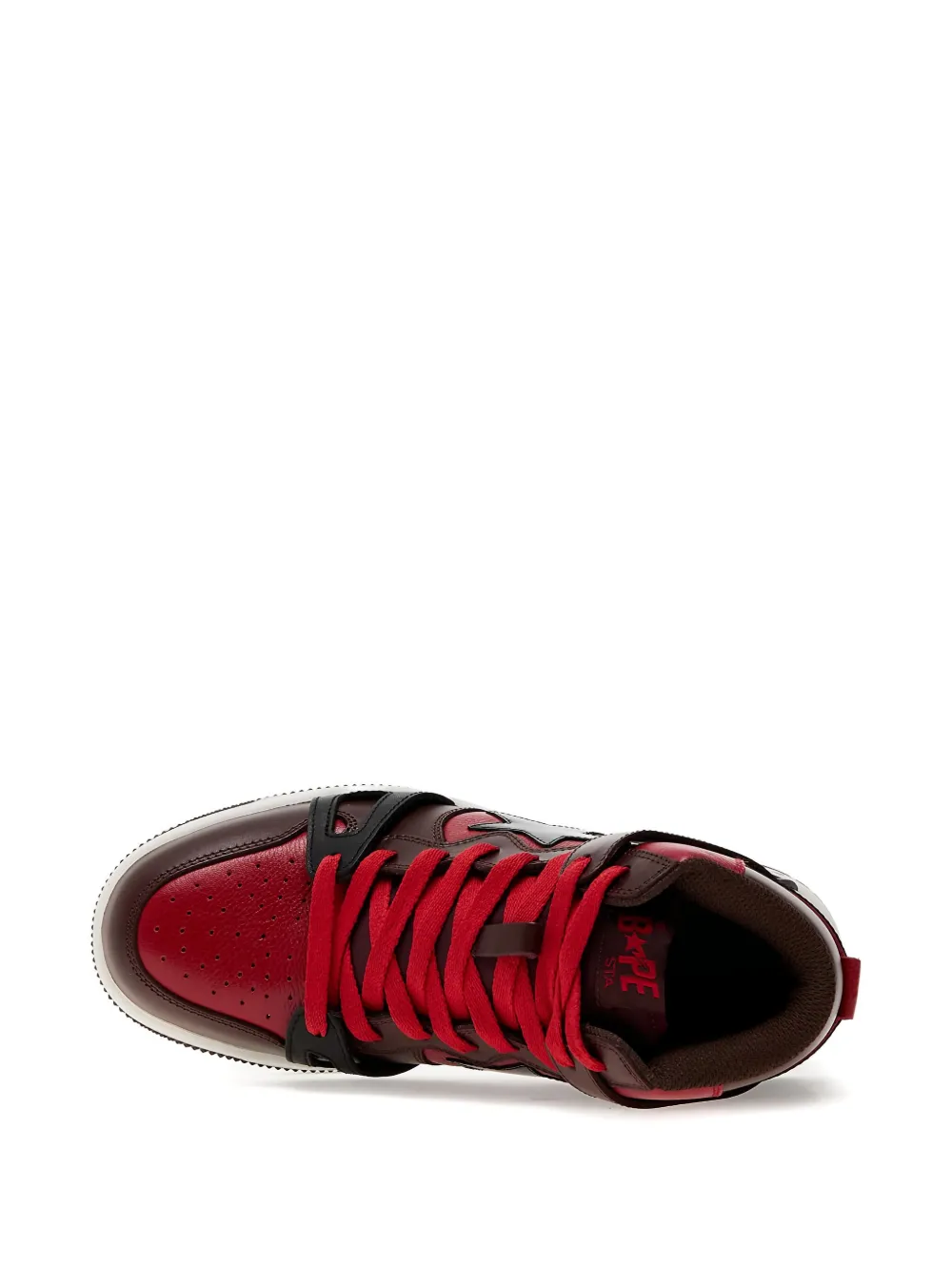 A BATHING APE logo-patch leather sneakers Red