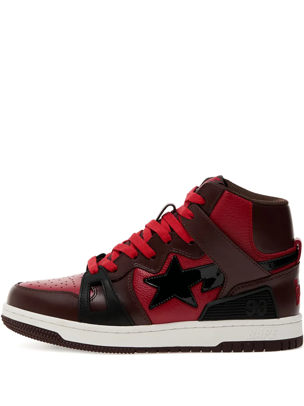 A BATHING APE logo-patch leather sneakers Red