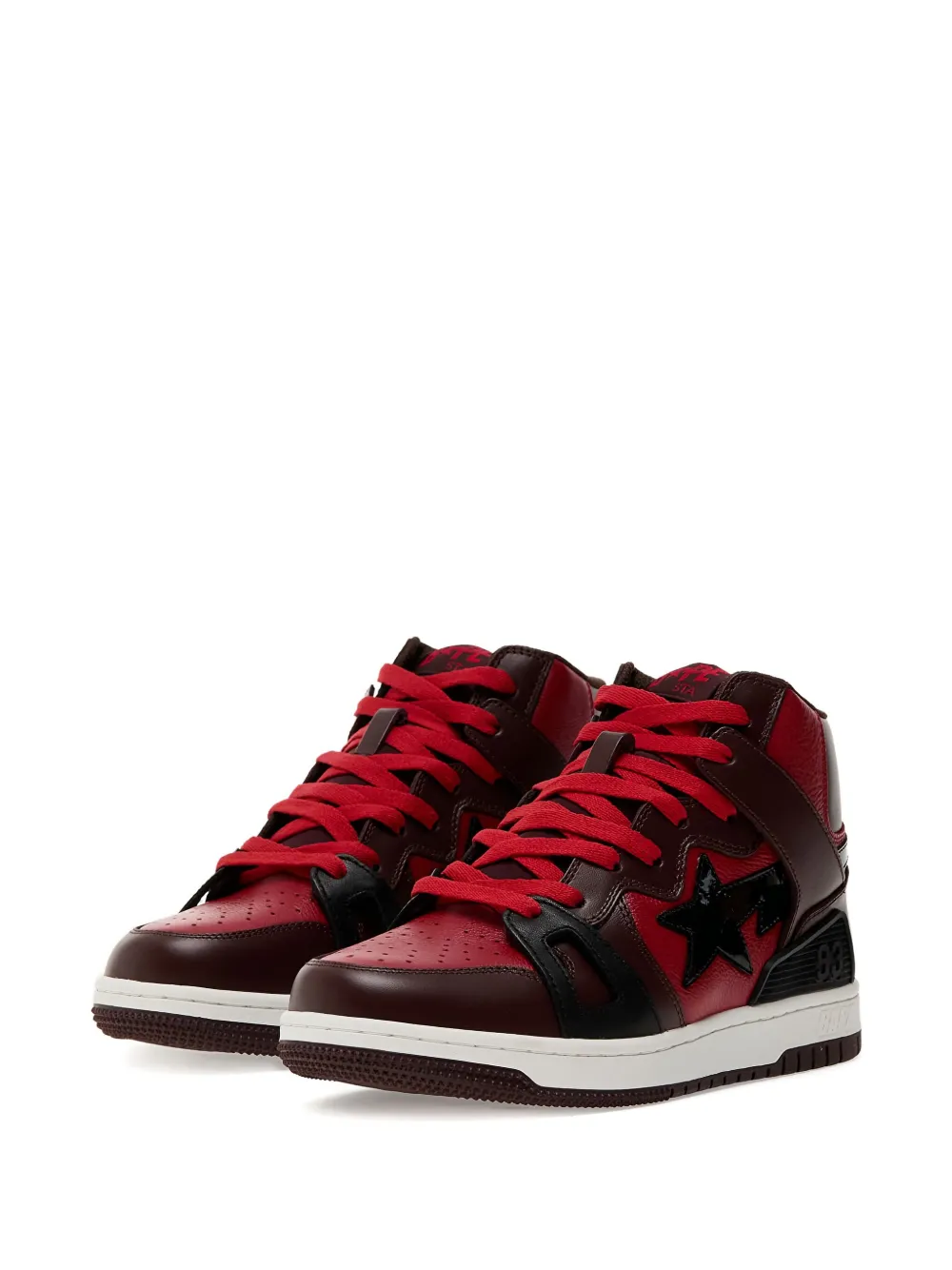 A BATHING APE logo-patch leather sneakers Red