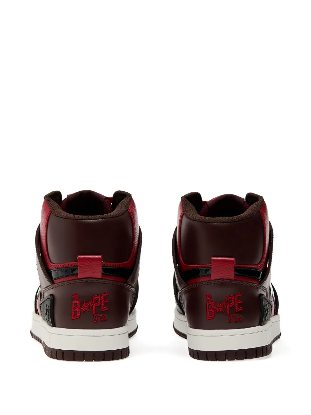 A Bathing Ape Logo-patch Leather Sneakers In Red