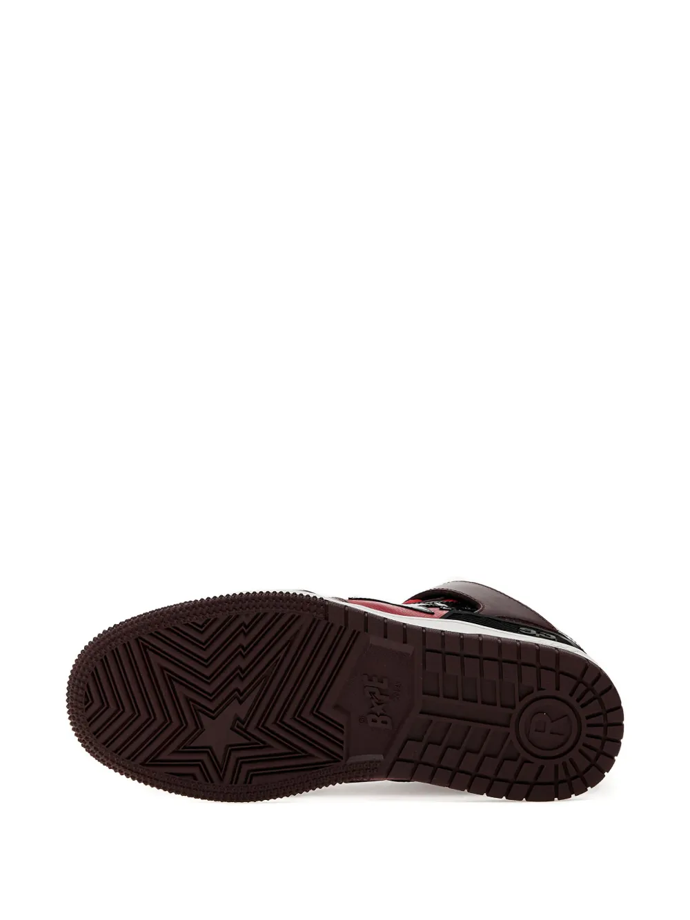 A BATHING APE logo-patch leather sneakers Red