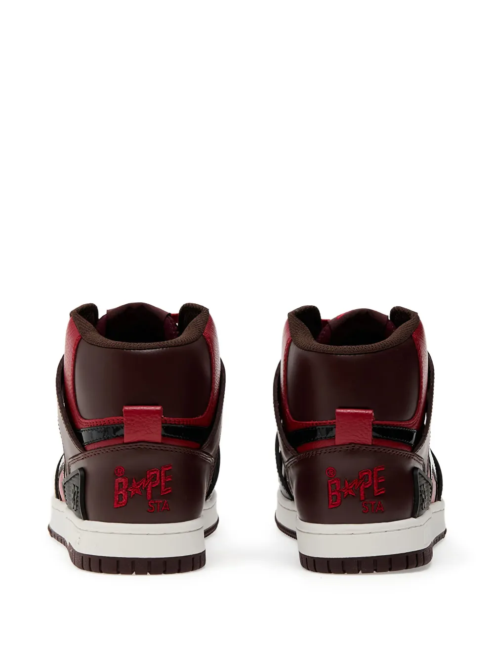 A BATHING APE logo-patch leather sneakers Red