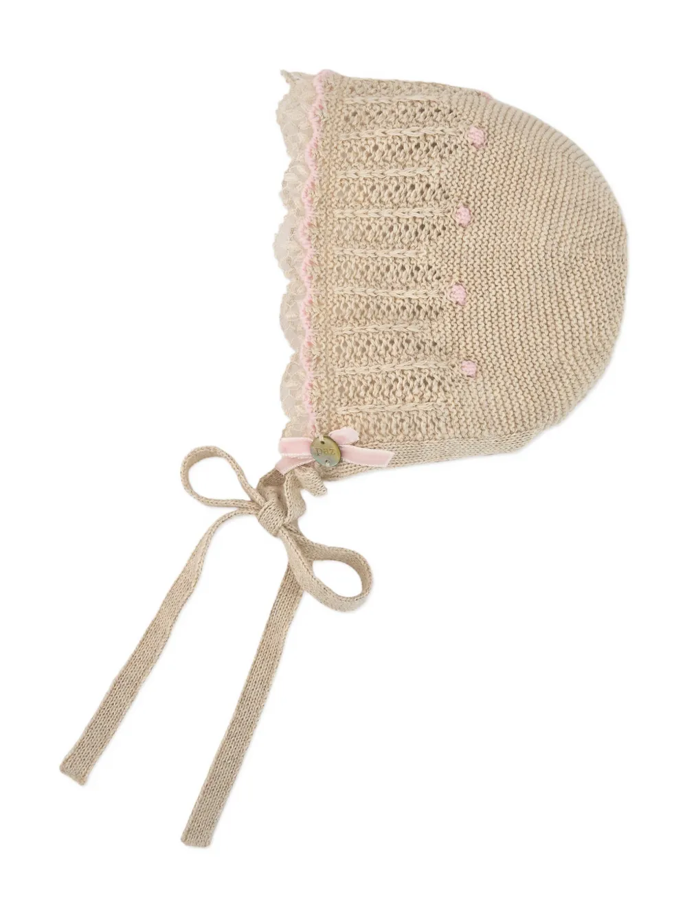 Paz Rodriguez Gebreide muts met kanten afwerking Beige