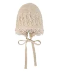 Paz Rodriguez lace-trimmed knitted bonnet - Neutrals