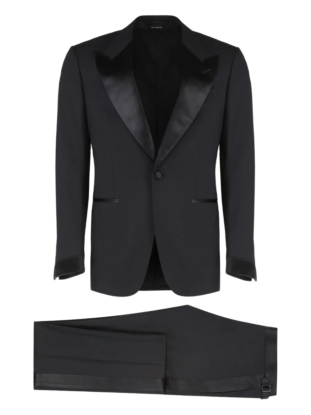 Tom Ford Satin-lapels Single-breasted Suit In Black