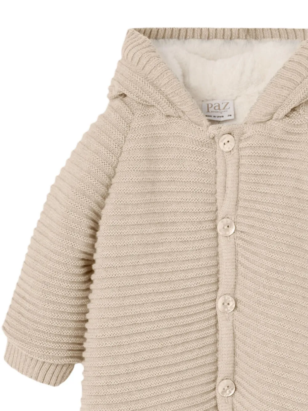 Paz Rodriguez hooded ribbed knitted snowsuit Beige