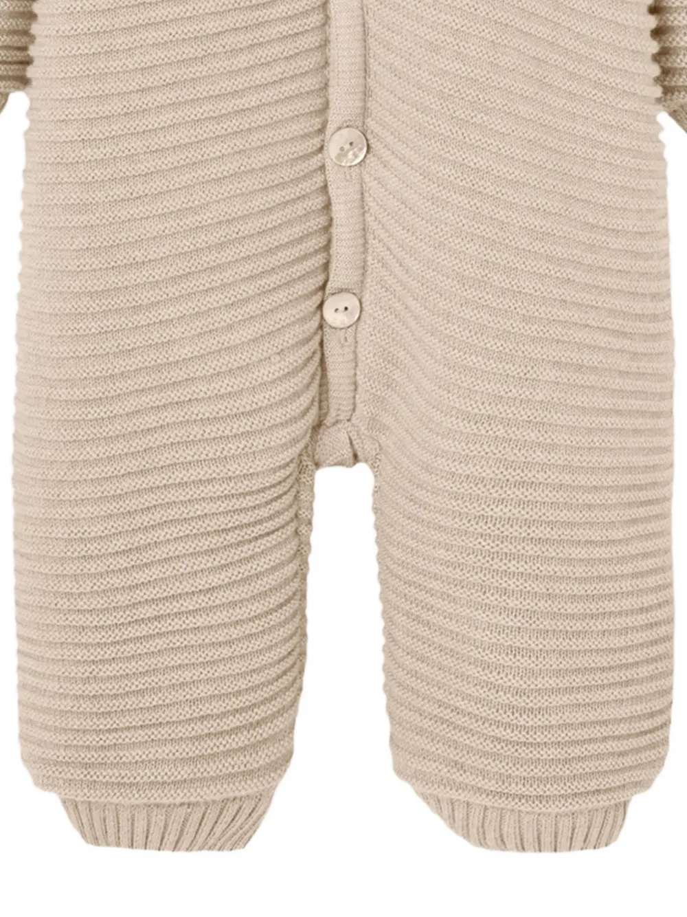 Paz Rodriguez hooded ribbed knitted snowsuit - Beige