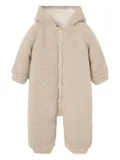 Paz Rodriguez hooded ribbed knitted snowsuit - Neutrals