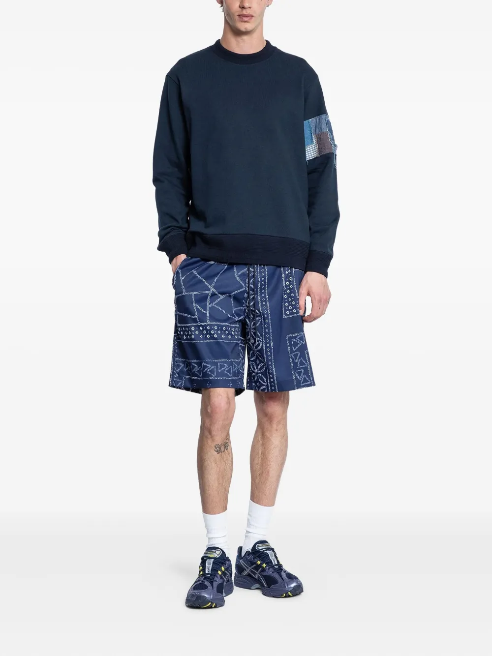 KUON Sweater met boro afwerking - Blauw