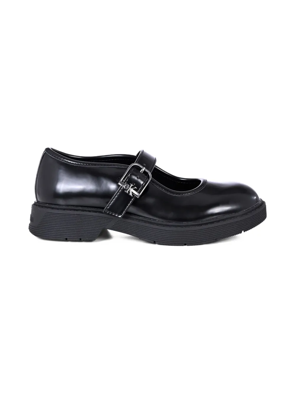 Calvin Klein Kids logo-buckle derby shoes Black