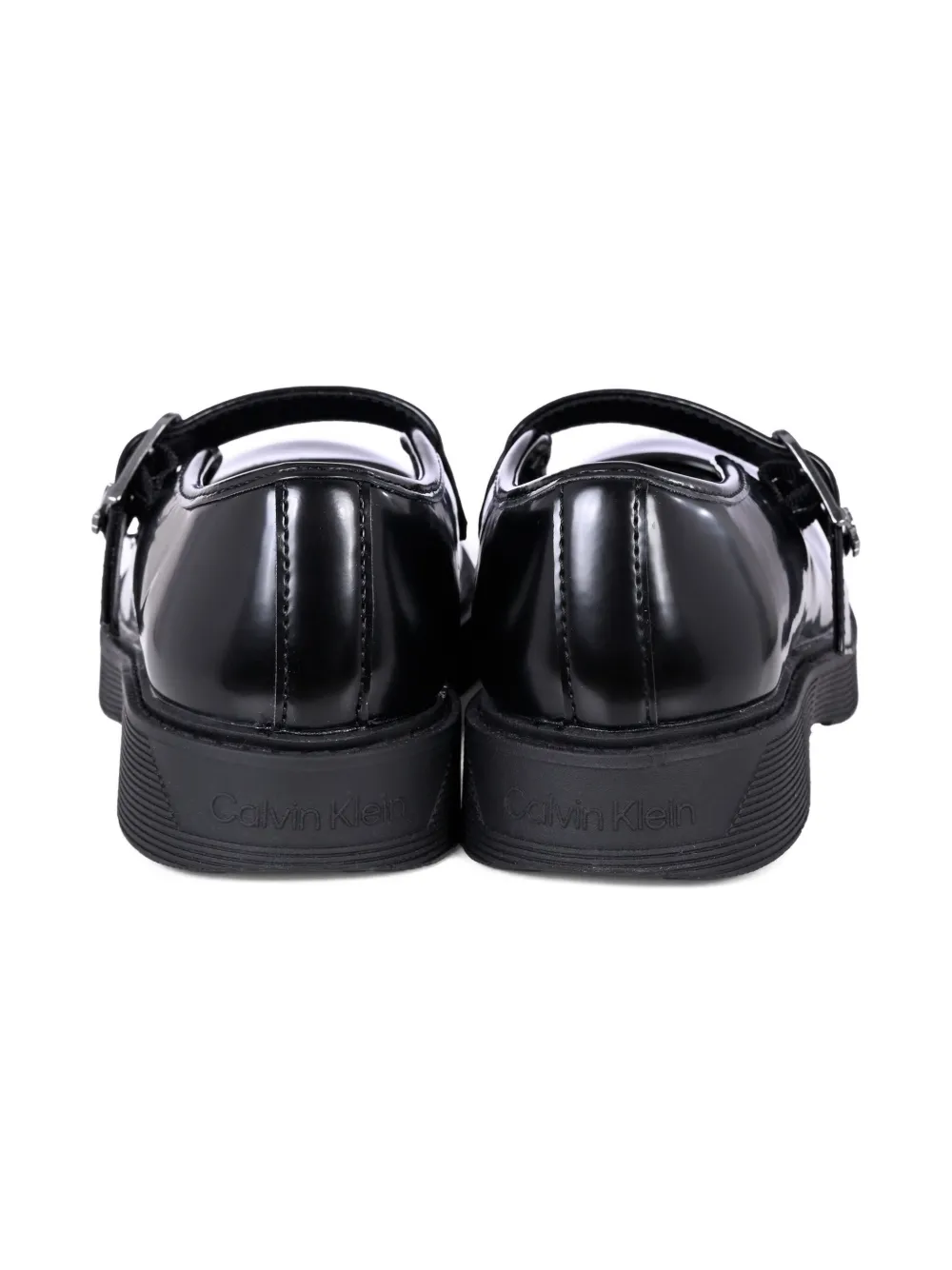 Calvin Klein Kids logo-buckle derby shoes Black