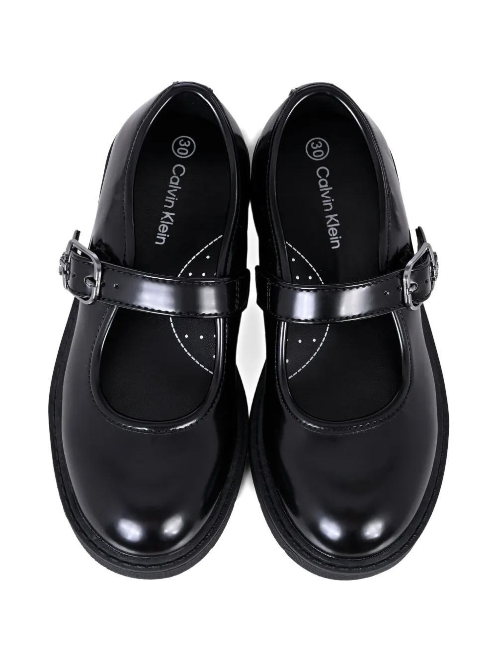 Calvin Klein Kids logo-buckle derby shoes Black
