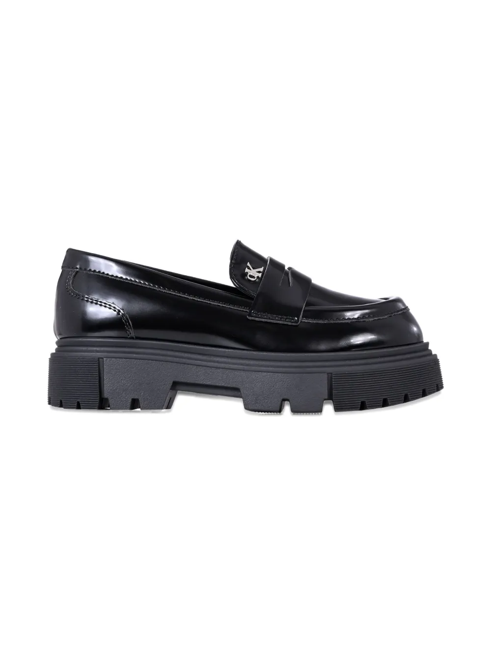Calvin Klein Metallic-film Loafer In Black