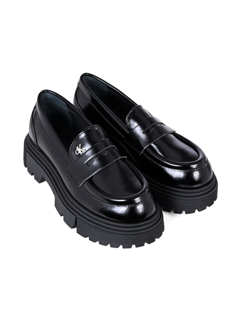 Calvin Klein Kids metallic-film loafer Black