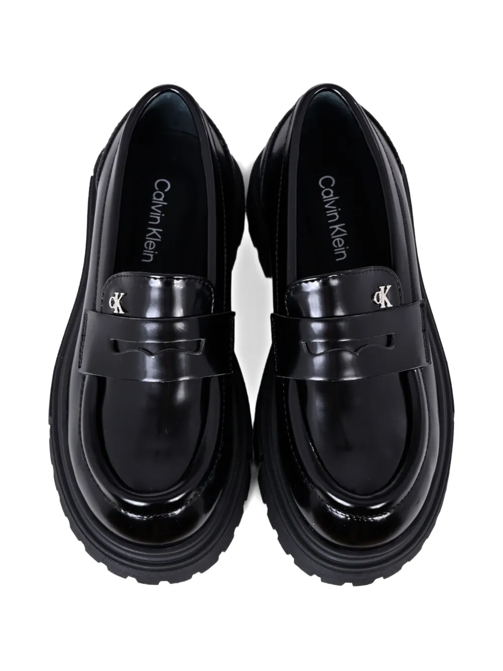 Calvin Klein Metallic-film Loafer In Black