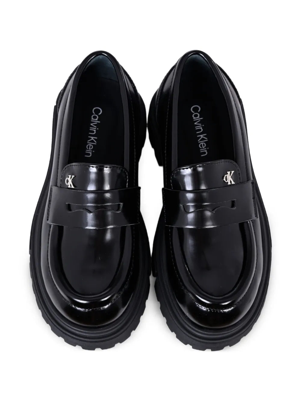Calvin Klein Kids metallic-film loafer Black