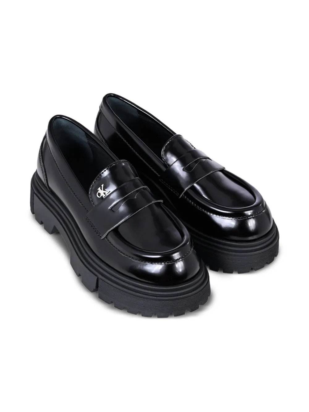Calvin Klein Kids metallic-film loafer Black