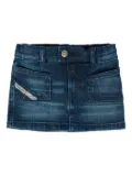 Diesel Kids logo-patch pocket denim skirt - Blue