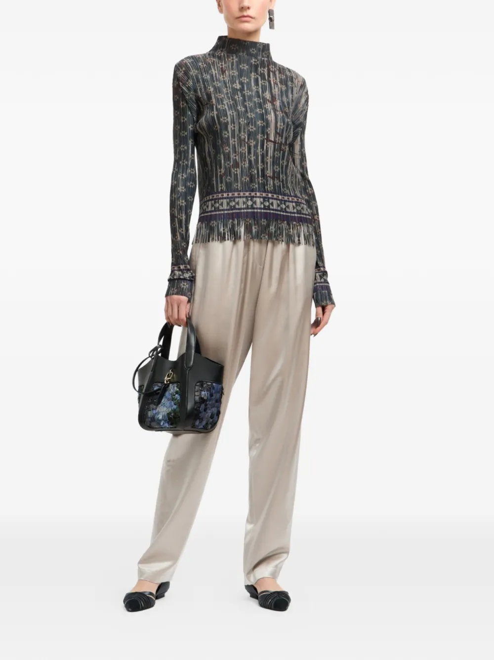 Giorgio Armani elasticated satin trousers - Beige