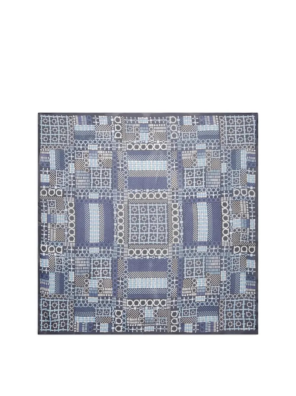 Ferragamo Geometric-print Silk Scarf In Green