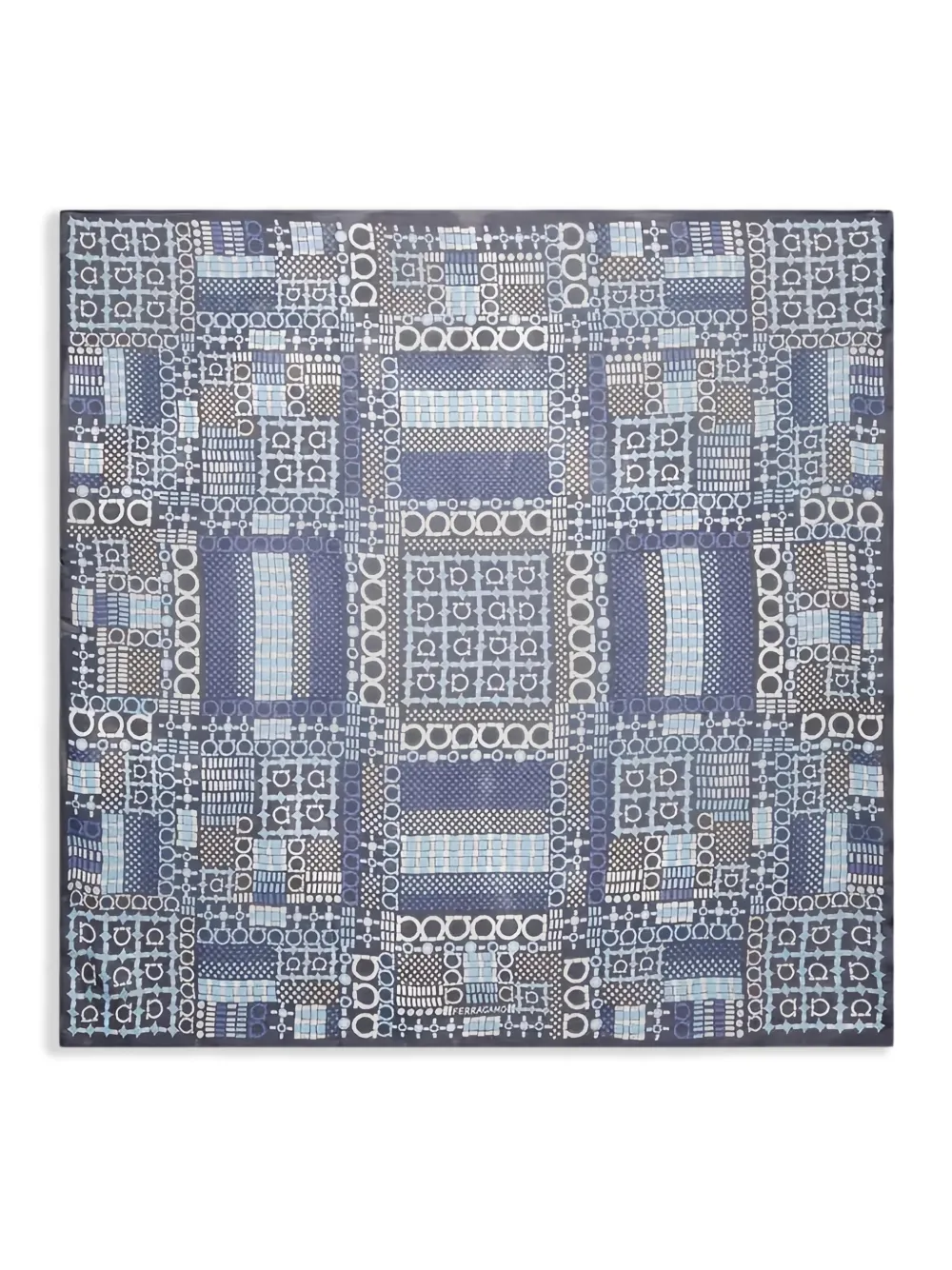Ferragamo Sjaal met geometrische print Blauw