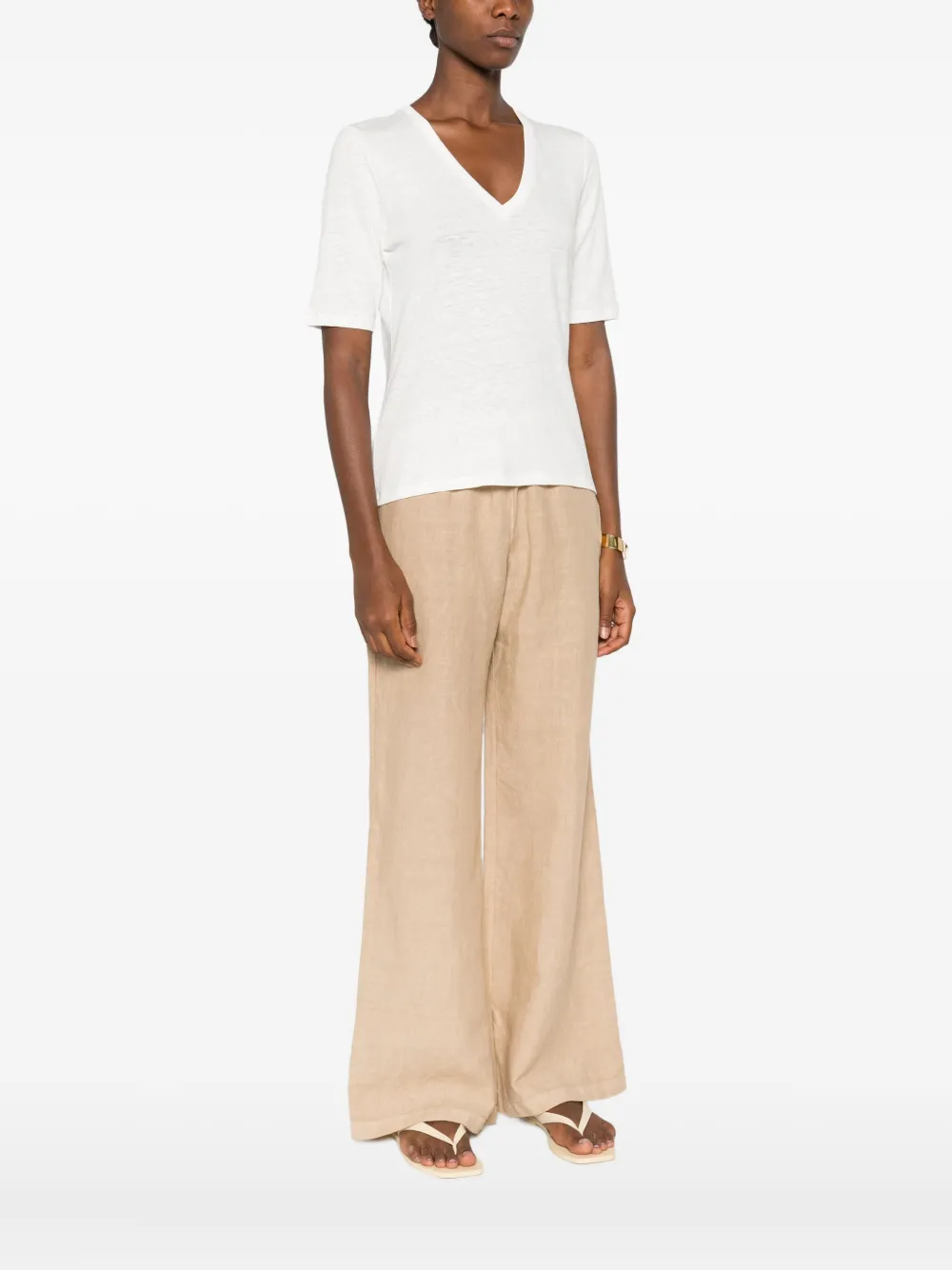Weekend Max Mara Sleeves V-neckline Short Plain In White