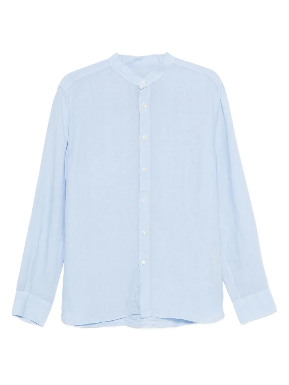 120% Lino band-collar long-sleeve shirt | Blue | Image 1
