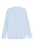 120% Lino band-collar long-sleeve shirt - Blue