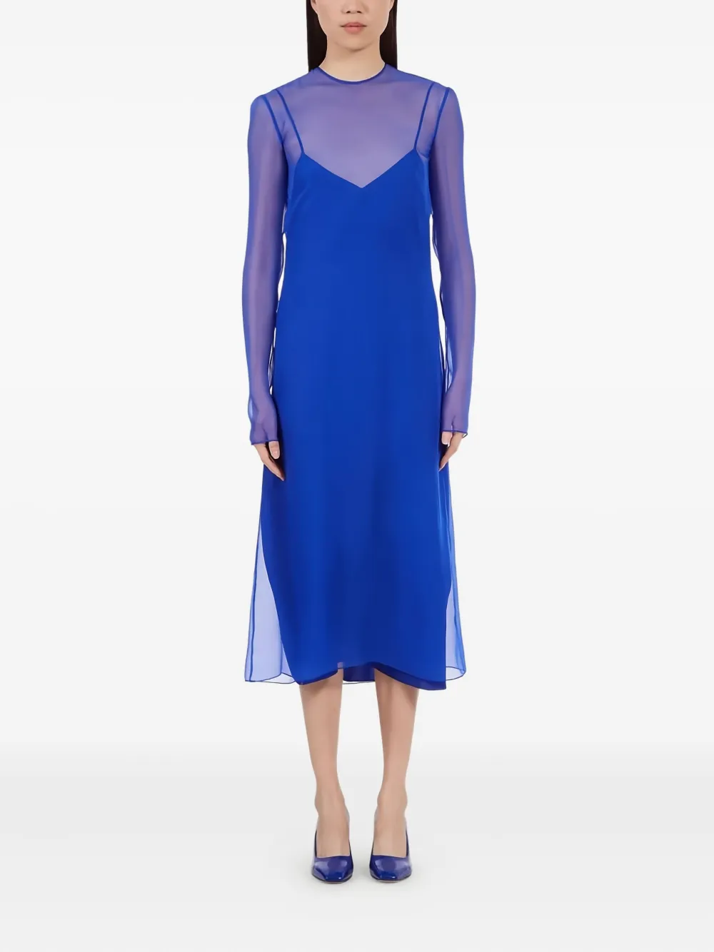 Ferragamo long-sleeve midi dress - Blauw