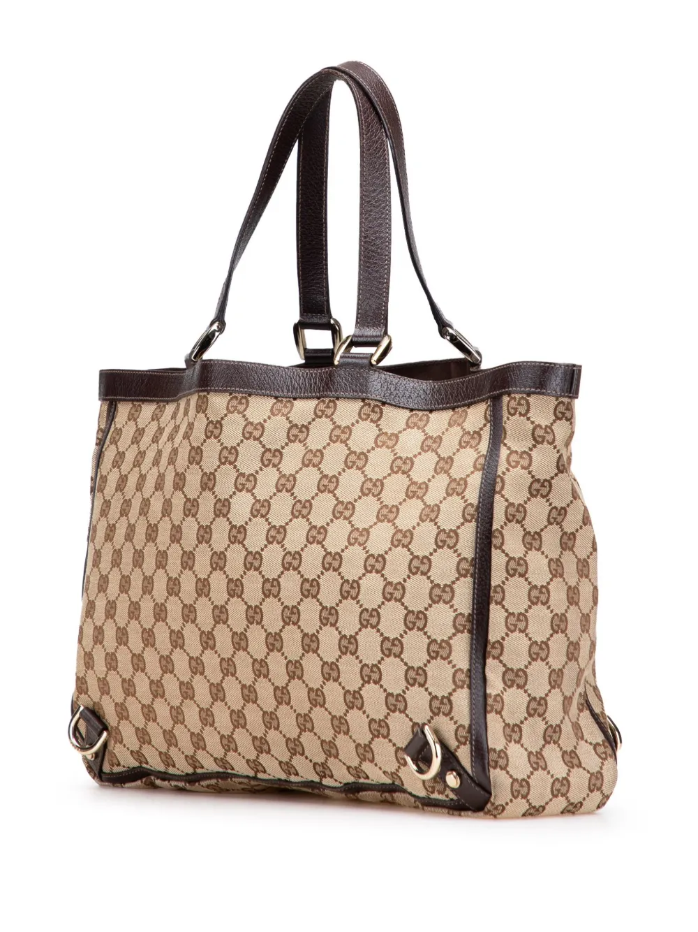 Pre-owned Gucci 2000-2015 Gg Canvas Abbey D Ring Tote Bag In Brown