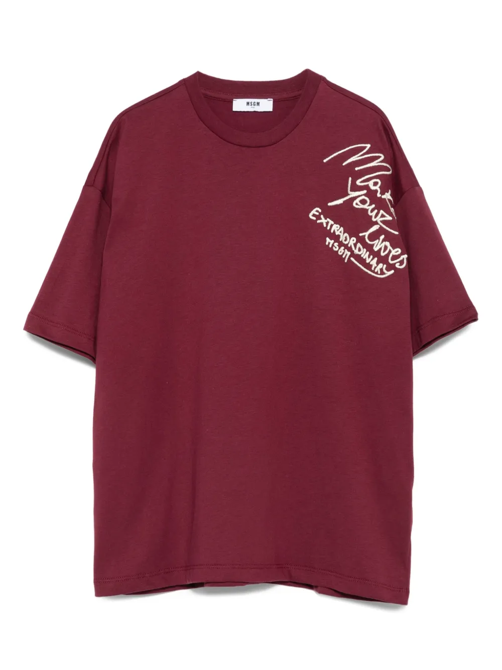 MSGM Kids embroidered T-shirt Rood