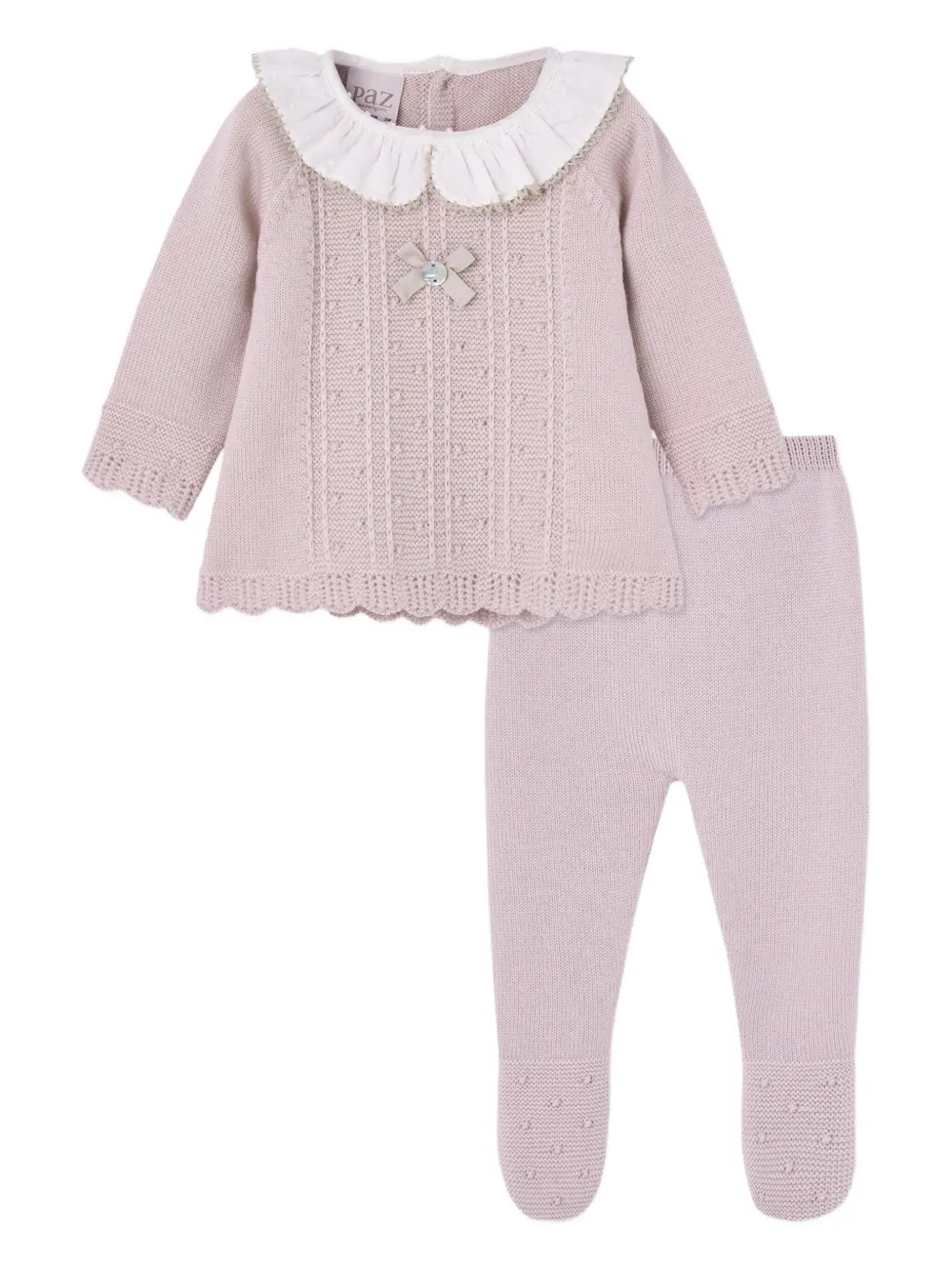 Paz Rodriguez Knitted Trouser Set In Pink
