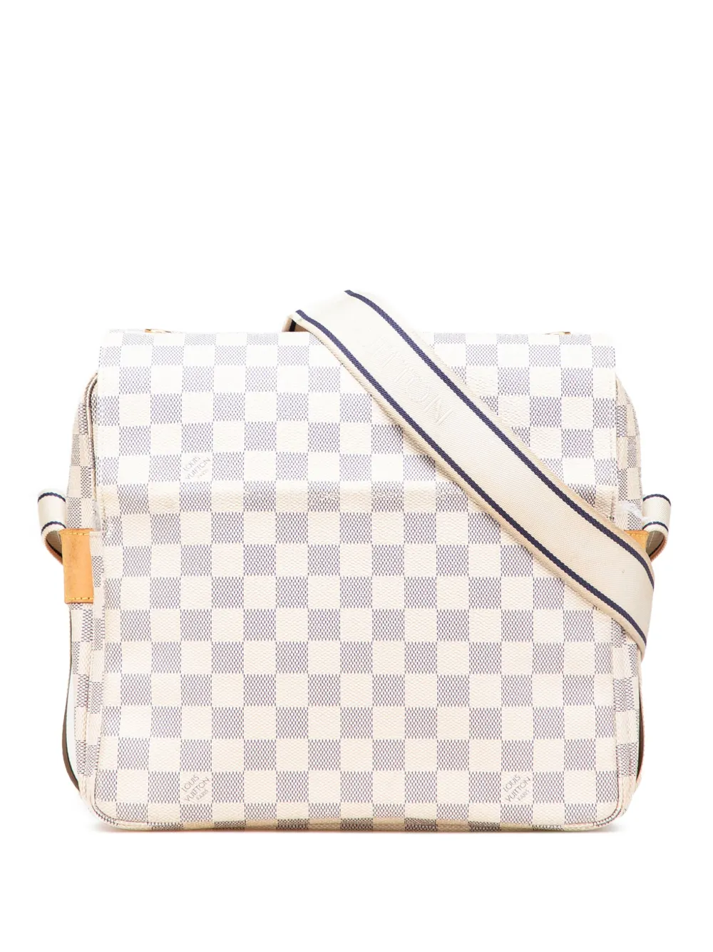 Pre-owned Louis Vuitton 2007 Damier Azur Naviglio Crossbody Bag In White