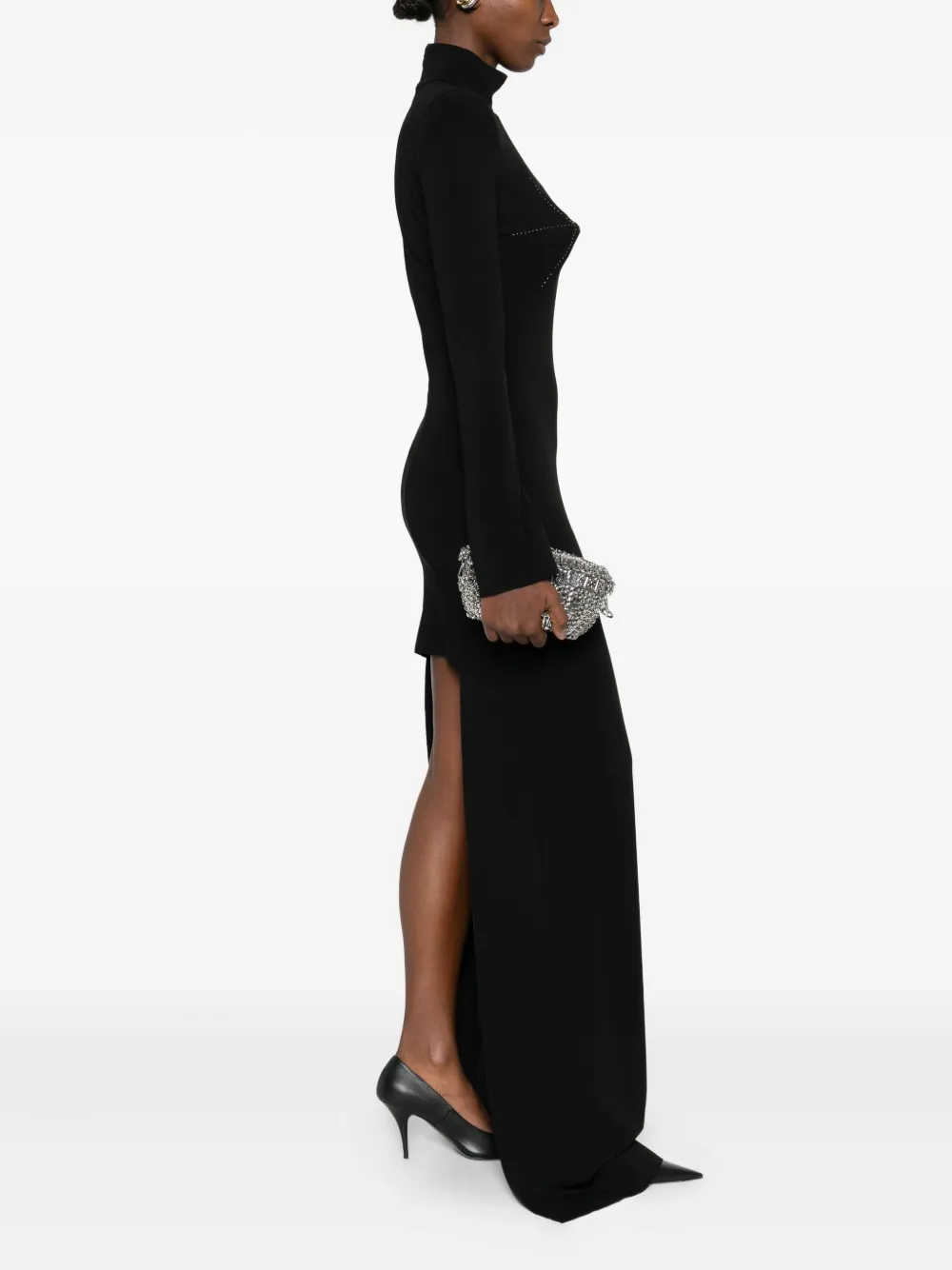 Jean Paul Gaultier embellished long dress - Zwart