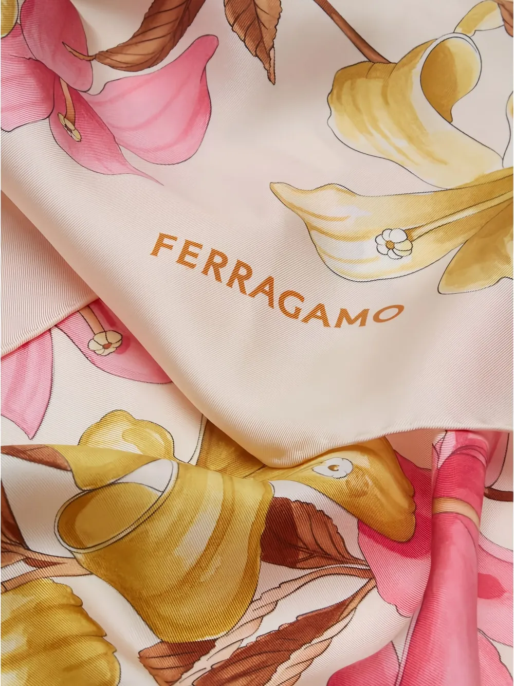 Ferragamo floral-print silk scarf - Beige