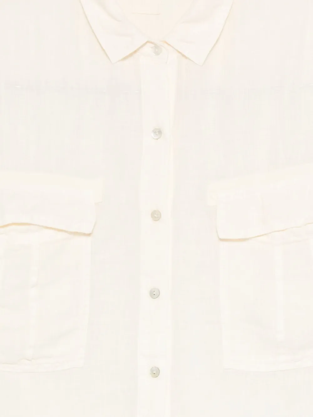 120% Lino Flap-pocket Linen Shirt In Neutral