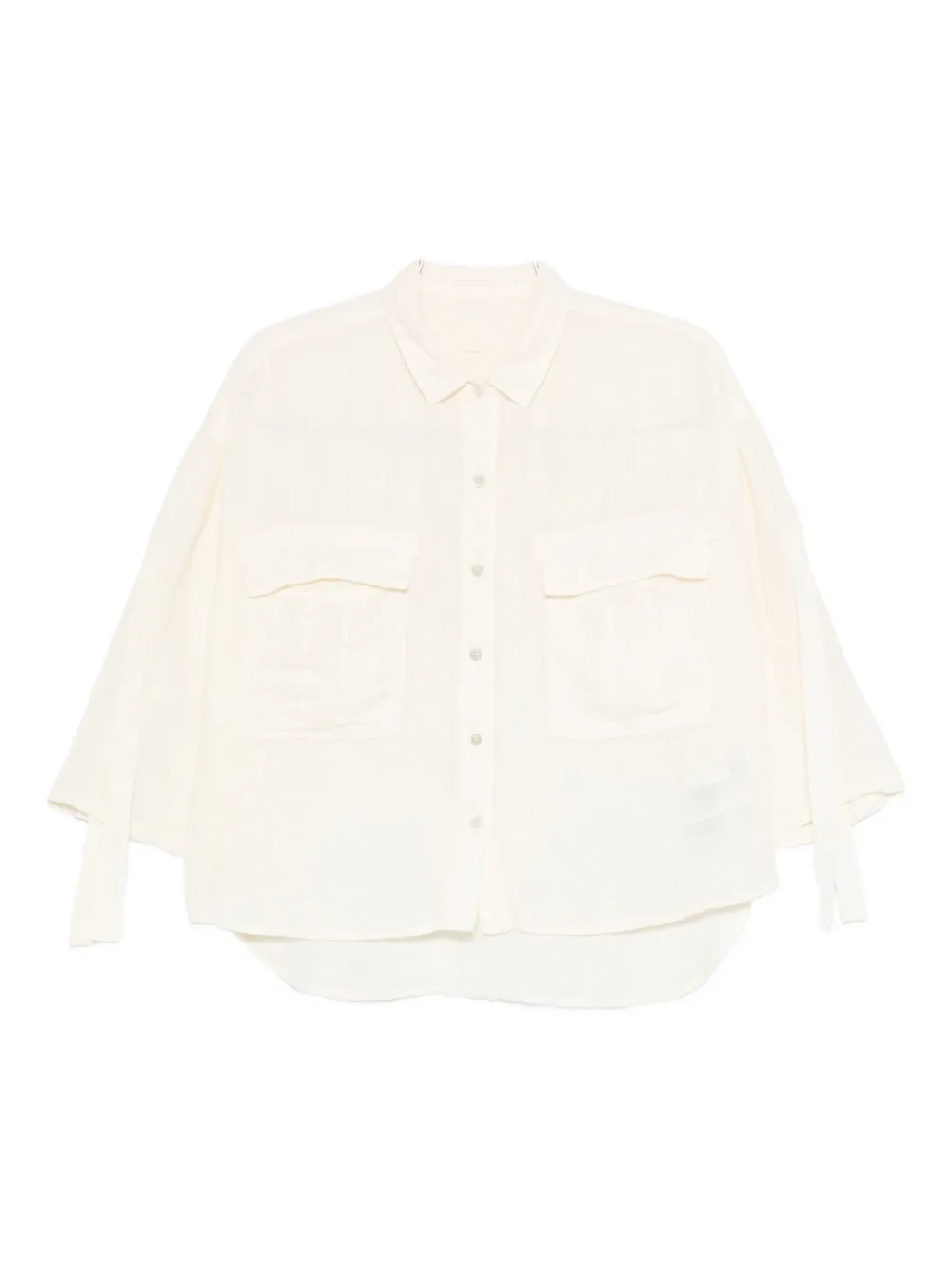 120% Lino Flap-pocket Linen Shirt In Neutral